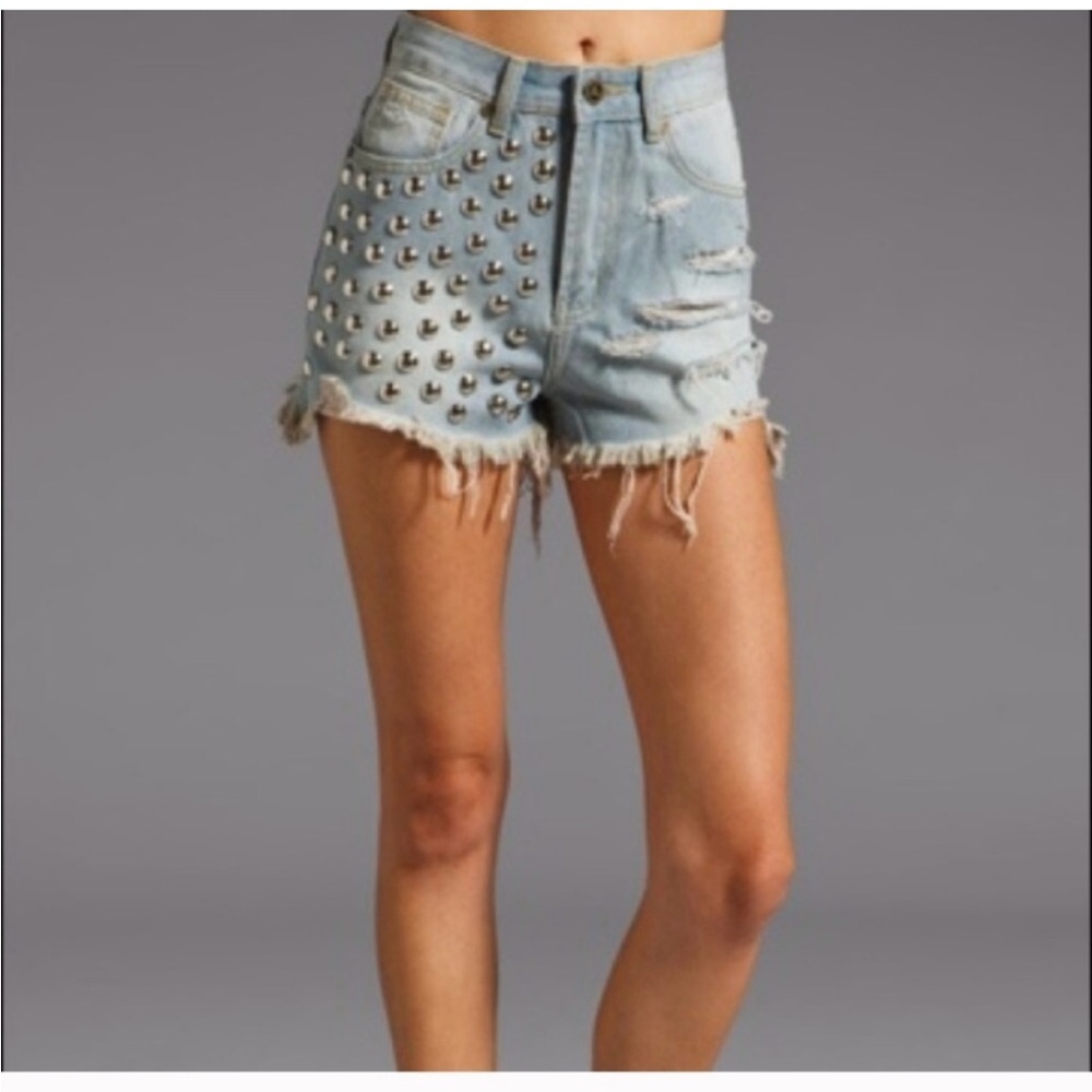 UNIF high waist studded jean shorts - size 24